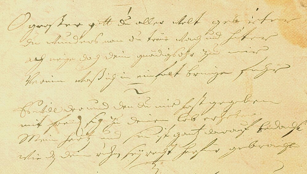 Gedichthandschrift von Aurora von Königsmarck aus dem schwedischen Riksarkivet